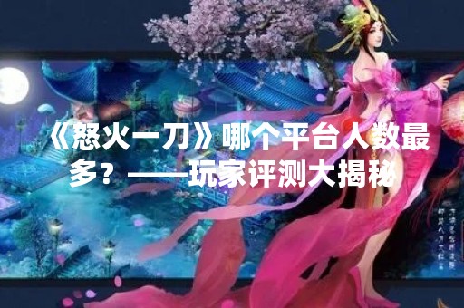 《怒火一刀》哪个平台人数最多？——玩家评测大揭秘
