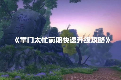 《掌门太忙前期快速升级攻略》