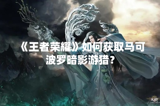 《王者荣耀》如何获取马可波罗暗影游猎？