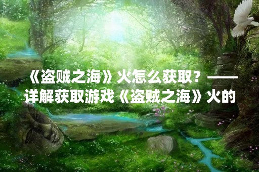 《盗贼之海》火怎么获取？——详解获取游戏《盗贼之海》火的方法