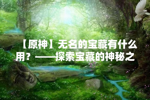 【原神】无名的宝藏有什么用？——探索宝藏的神秘之处