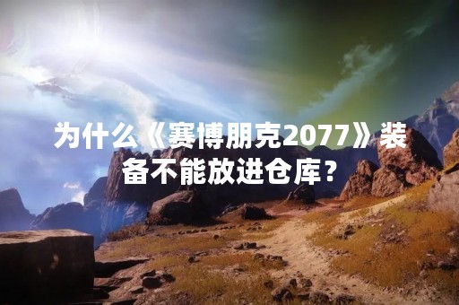 为什么《赛博朋克2077》装备不能放进仓库？