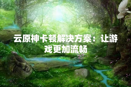 云原神卡顿解决方案：让游戏更加流畅