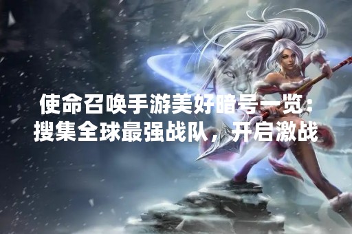 使命召唤手游美好暗号一览：搜集全球最强战队，开启激战之旅！