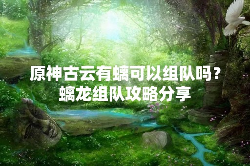 原神古云有螭可以组队吗？螭龙组队攻略分享