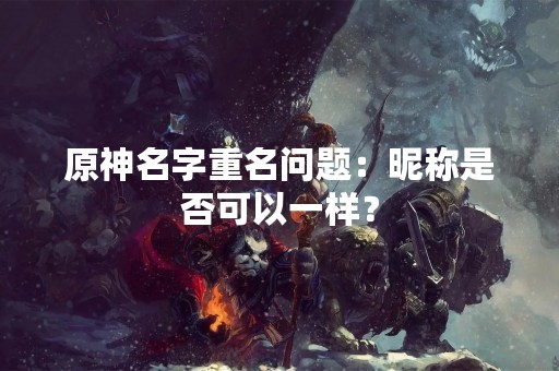 原神名字重名问题：昵称是否可以一样？