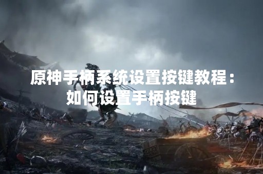 原神手柄系统设置按键教程：如何设置手柄按键