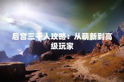 后宫三千人攻略：从萌新到高级玩家
