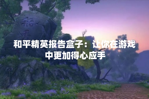 和平精英报告盒子：让你在游戏中更加得心应手
