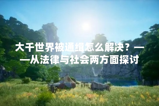 大千世界被通缉怎么解决？——从法律与社会两方面探讨