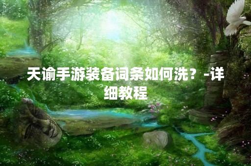 天谕手游装备词条如何洗？-详细教程