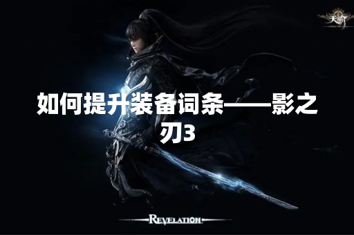 如何提升装备词条——影之刃3