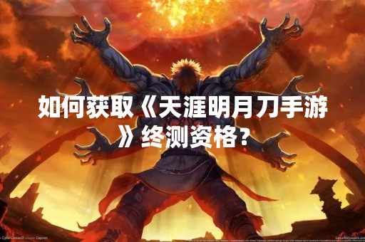 如何获取《天涯明月刀手游》终测资格？