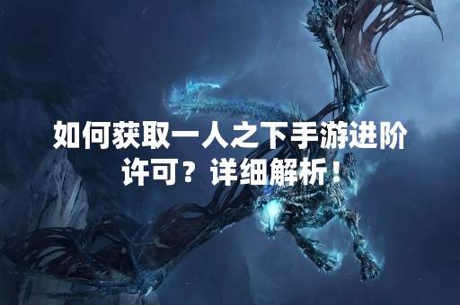 如何获取一人之下手游进阶许可？详细解析！