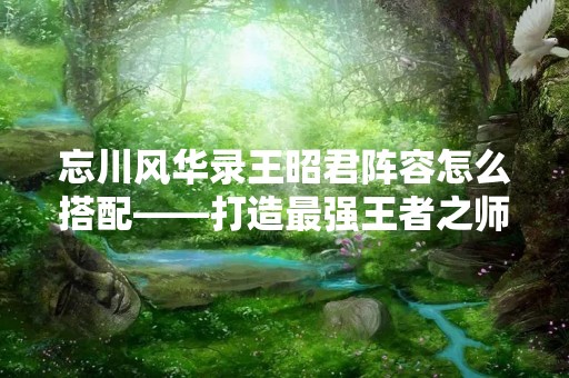 忘川风华录王昭君阵容怎么搭配——打造最强王者之师