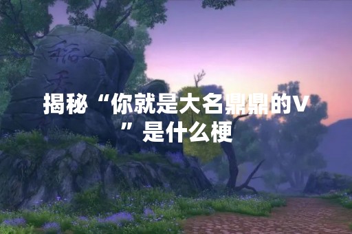 揭秘“你就是大名鼎鼎的V”是什么梗
