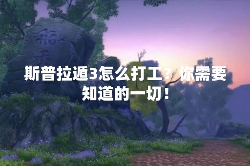 斯普拉遁3怎么打工？你需要知道的一切！
