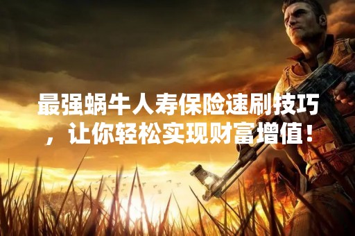 最强蜗牛人寿保险速刷技巧，让你轻松实现财富增值！