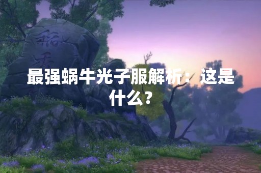 最强蜗牛光子服解析：这是什么？
