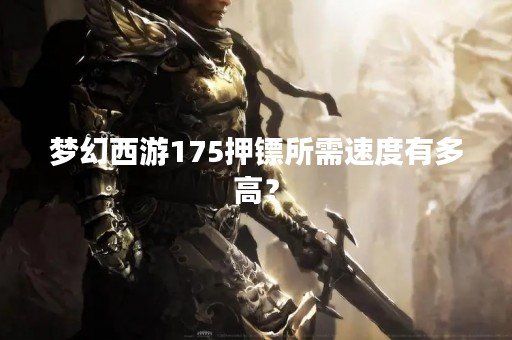梦幻西游175押镖所需速度有多高？