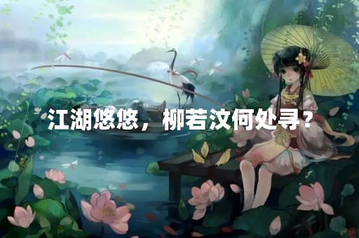 江湖悠悠，柳若汶何处寻？