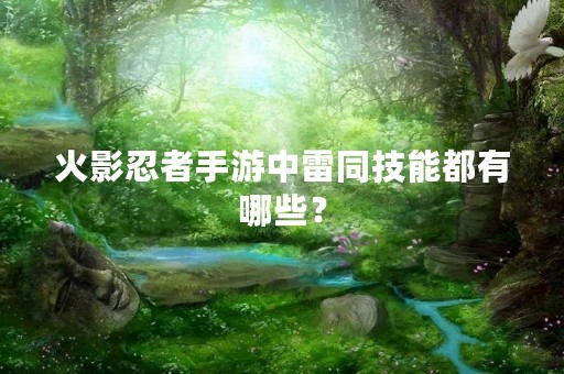 火影忍者手游中雷同技能都有哪些？