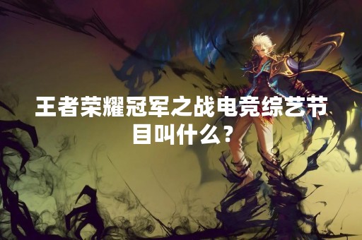 王者荣耀冠军之战电竞综艺节目叫什么？