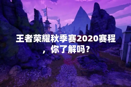 王者荣耀秋季赛2020赛程，你了解吗？