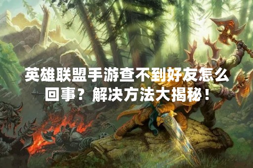 英雄联盟手游查不到好友怎么回事？解决方法大揭秘！