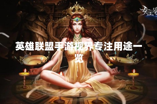 英雄联盟手游视界专注用途一览
