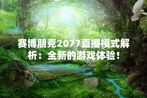 赛博朋克2077直播模式解析：全新的游戏体验！