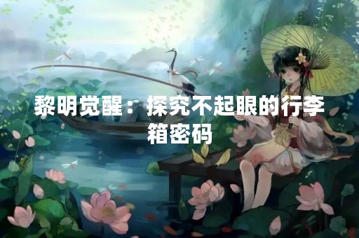 黎明觉醒：探究不起眼的行李箱密码