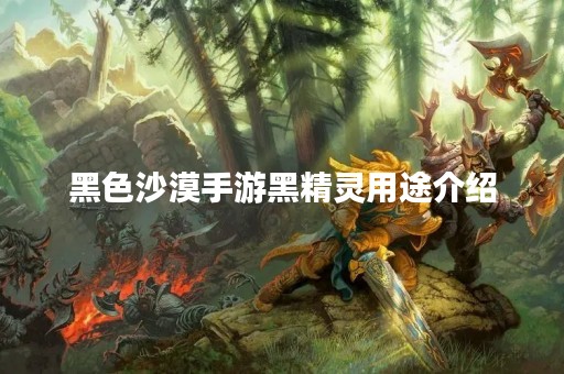 黑色沙漠手游黑精灵用途介绍