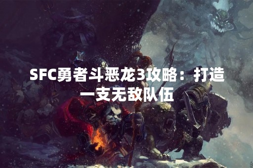 SFC勇者斗恶龙3攻略：打造一支无敌队伍